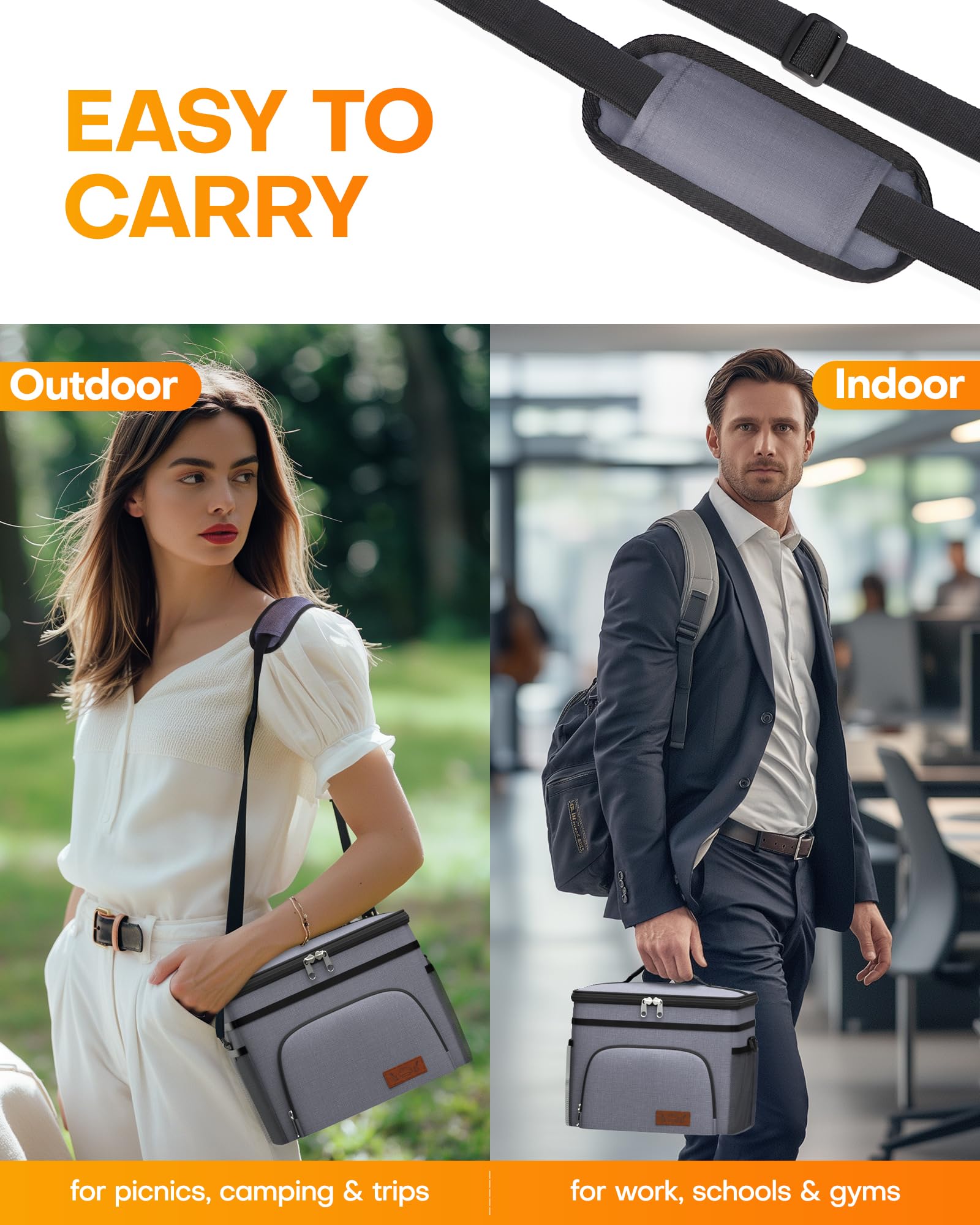 HOTOR insulated lunch box multipocket layout helps you stay organized on the go