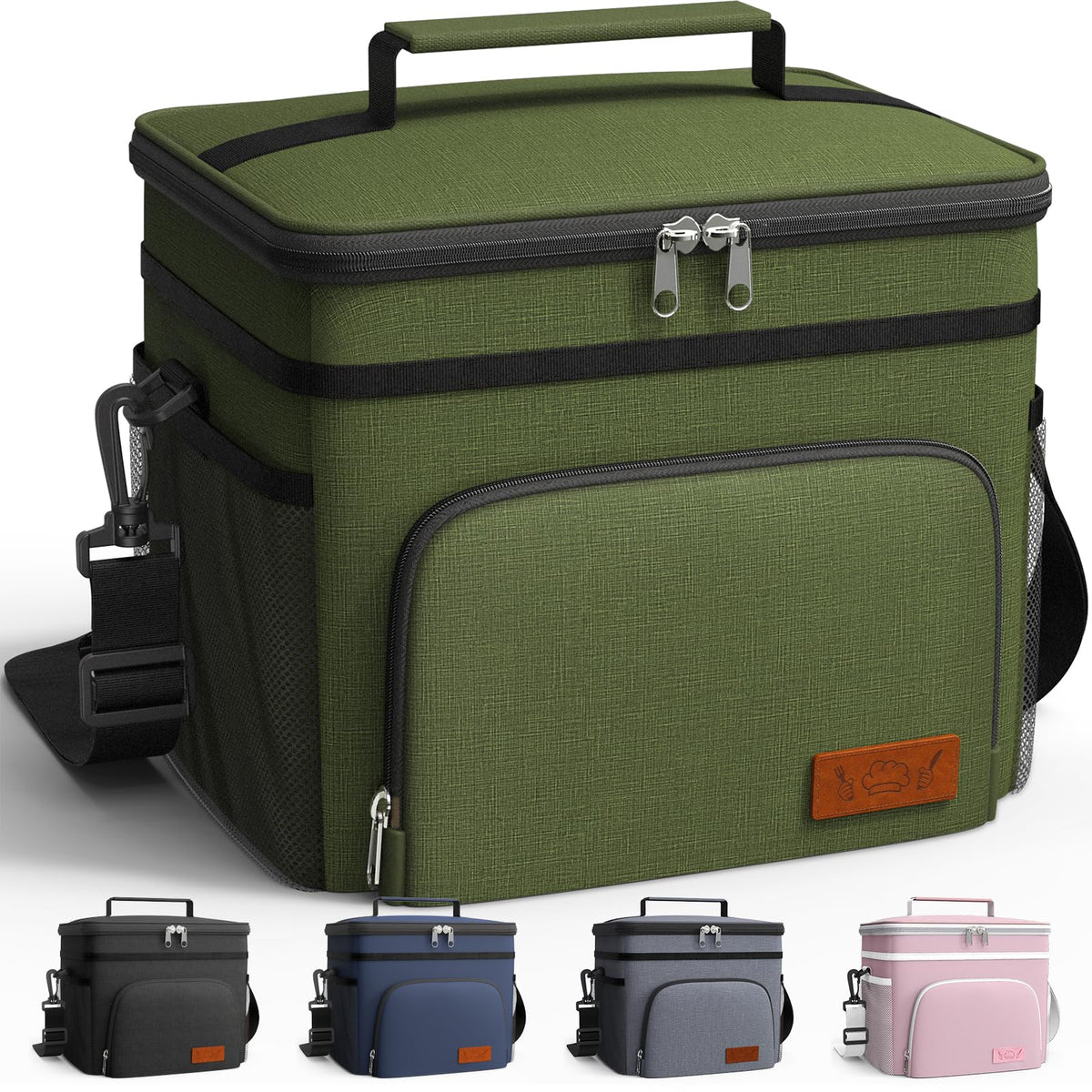 HOTOR insulated lunch bag front pocket for easy meal organization and quick access.