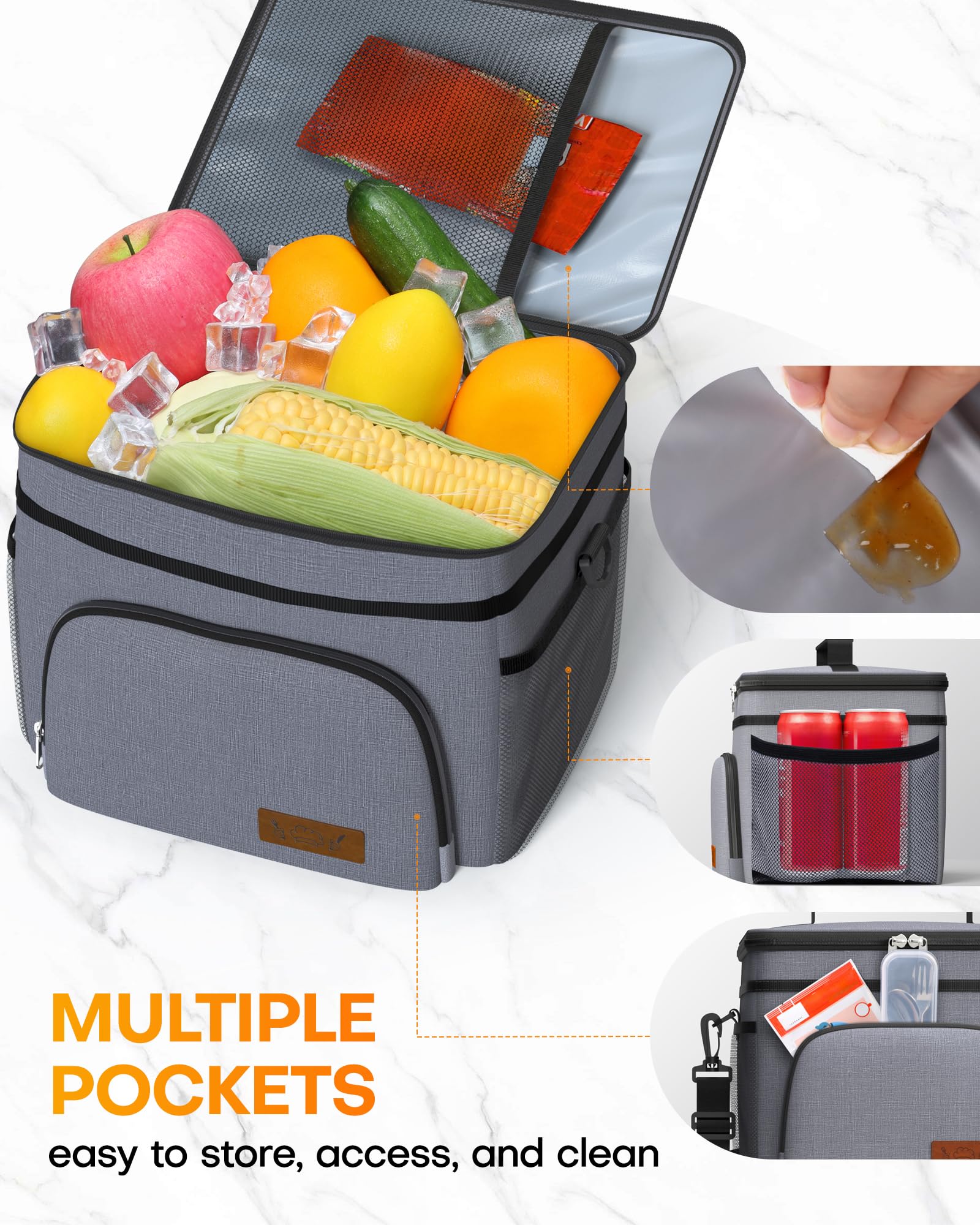 HOTOR lunch bag heavy-duty zippers ensure reliable opening and closing
