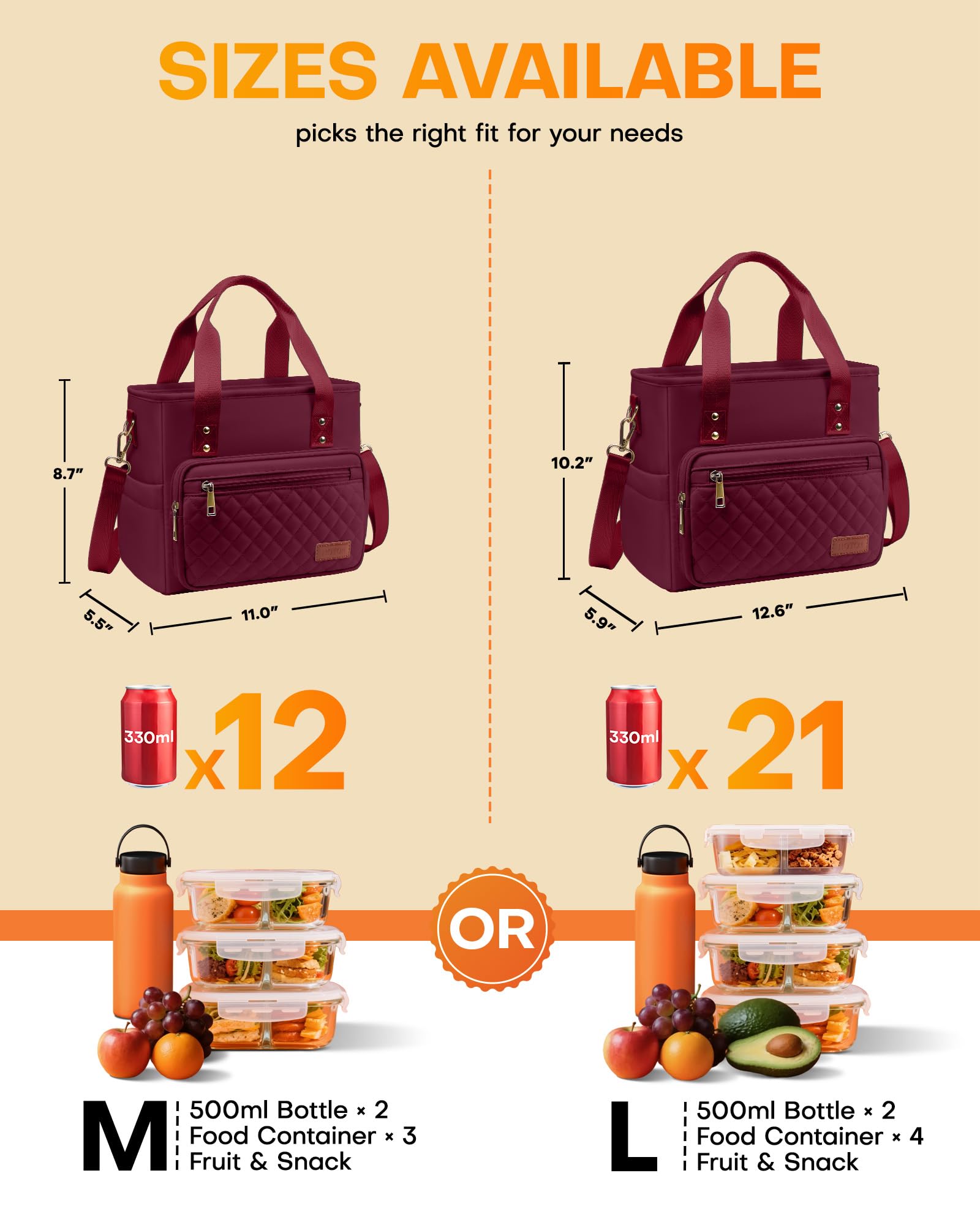 HOTOR lunch bag for women featuring side pockets for utensils and snacks on outings