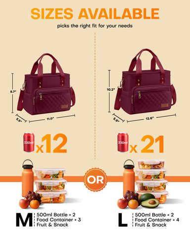 HOTOR lunch bag for women featuring side pockets for utensils and snacks on outings