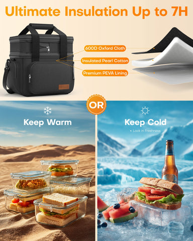 HOTOR lunch box interior compartments organize meals and snacks efficiently.