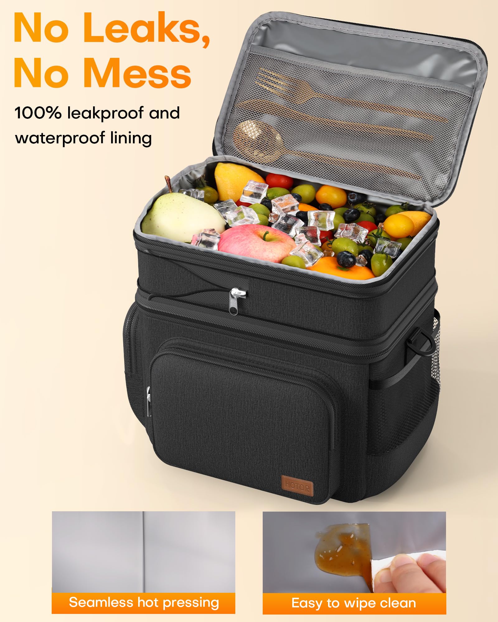 HOTOR side pockets keep keys and cards within easy reach.