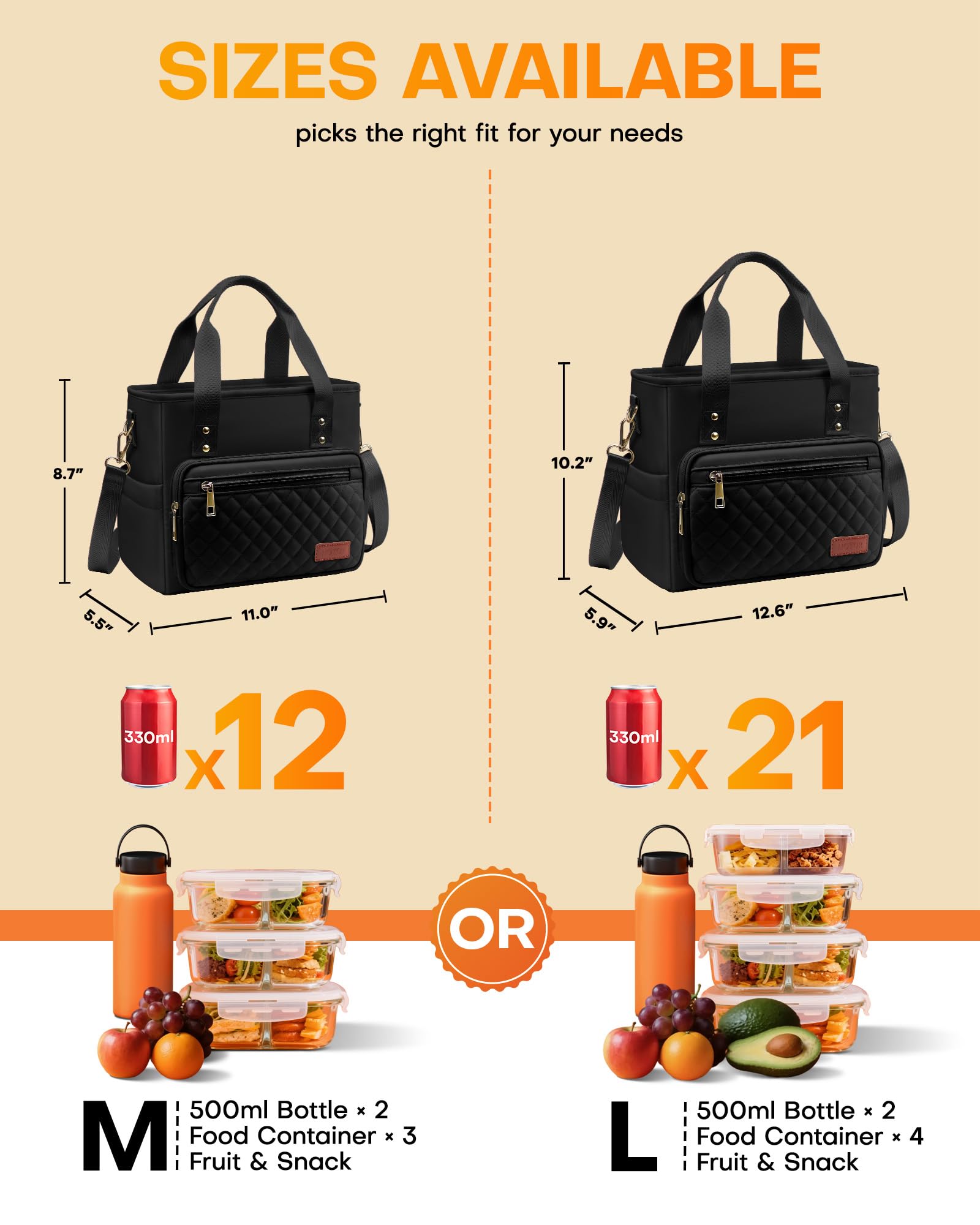 HOTOR Lunch Box for Women top handle for quick grab-and-go access.
