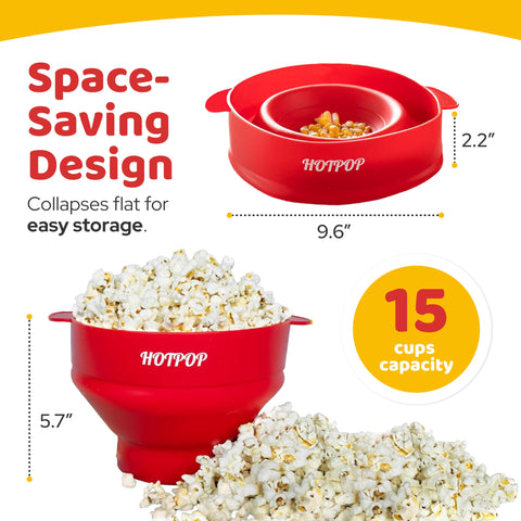 HOTPOP 15-cup capacity shown for family movie night snacking.