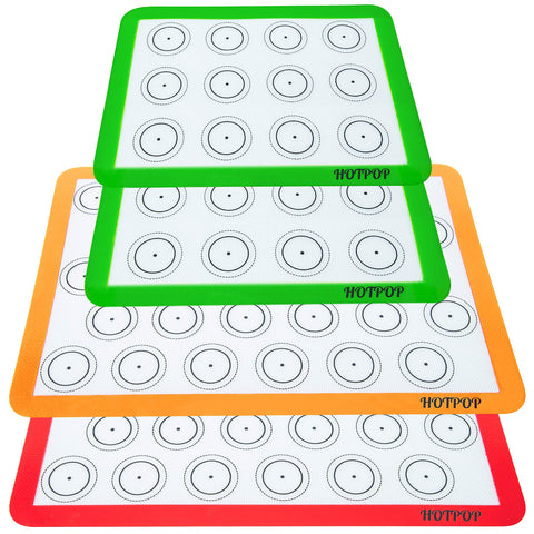 HOTPOP baking mats four-piece set laid out for even cookies and easy cleanup.