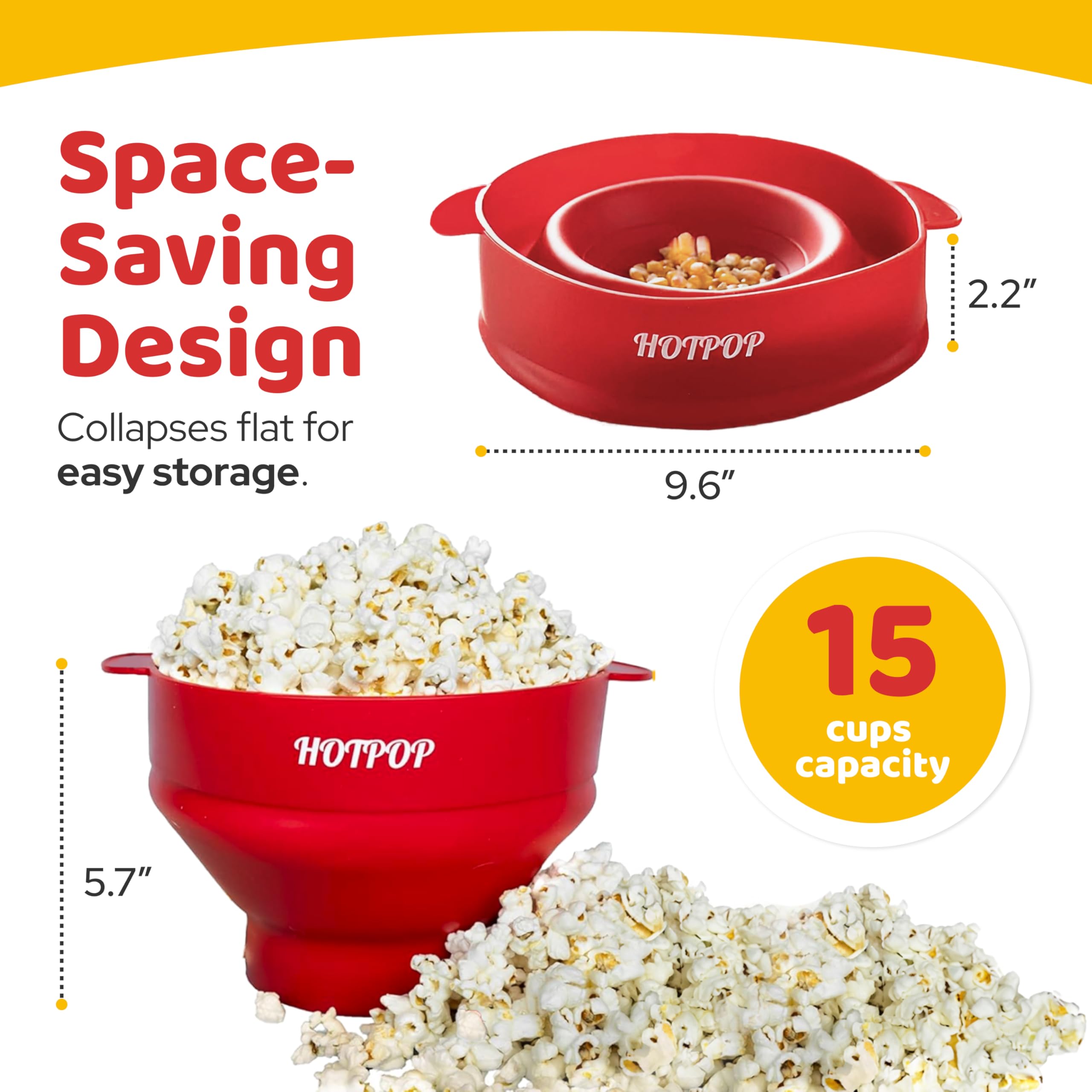 Compact collapsible bowl demonstrates space-saving storage with HotPop