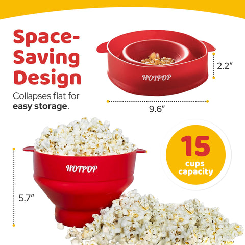 Compact collapsible bowl demonstrates space-saving storage with HotPop