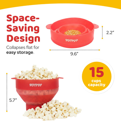 Collapsible silicone bowl saves space for easy storage and cleanup.