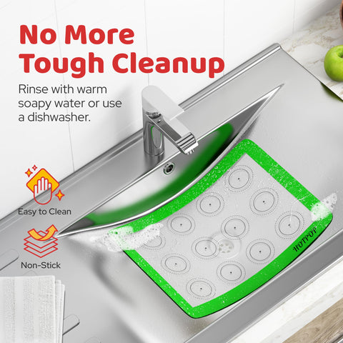 HOTPOP mats wipe clean or dishwasher-safe for busy family kitchens.