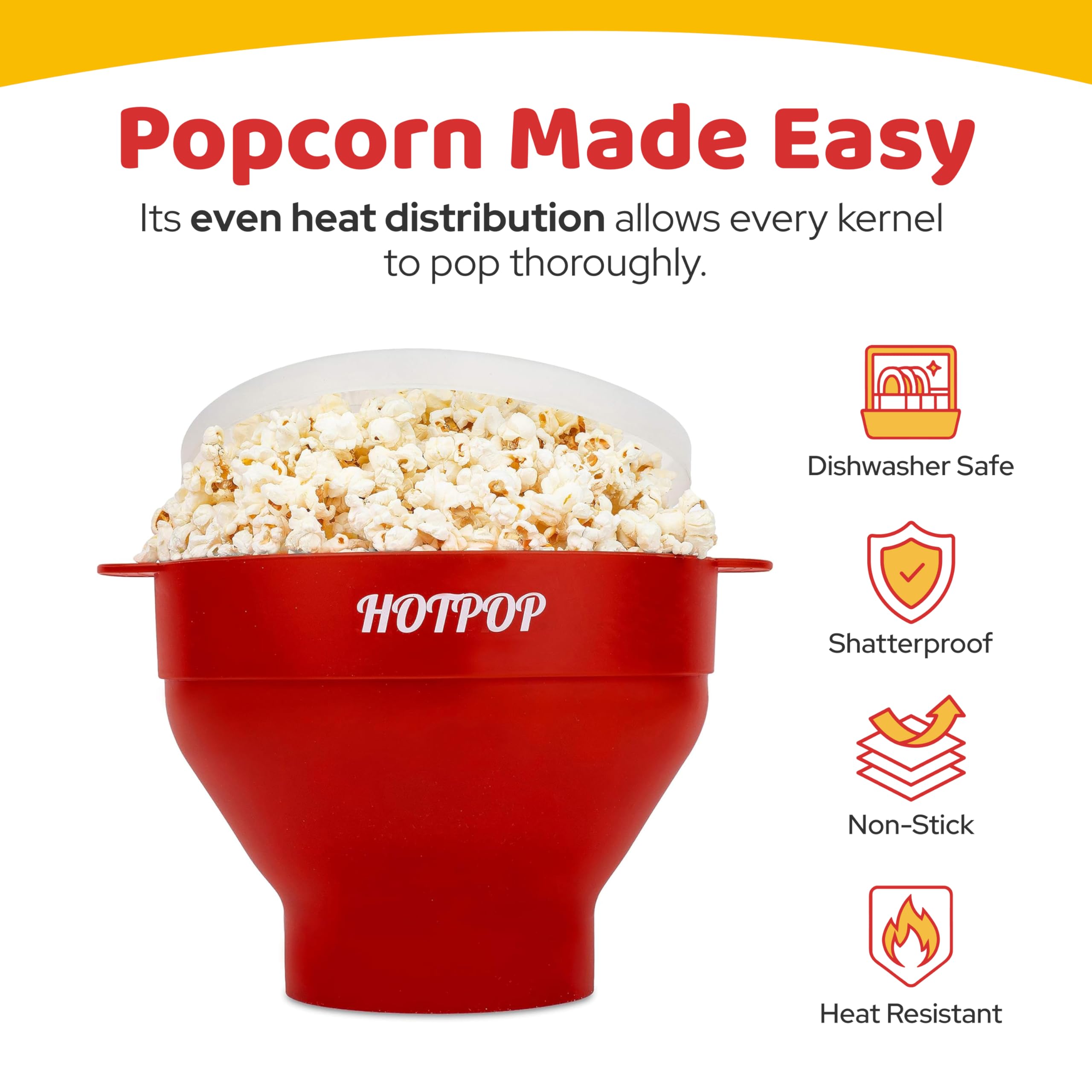 HotPop popcorn maker shows its 15-cup capacity for sharing