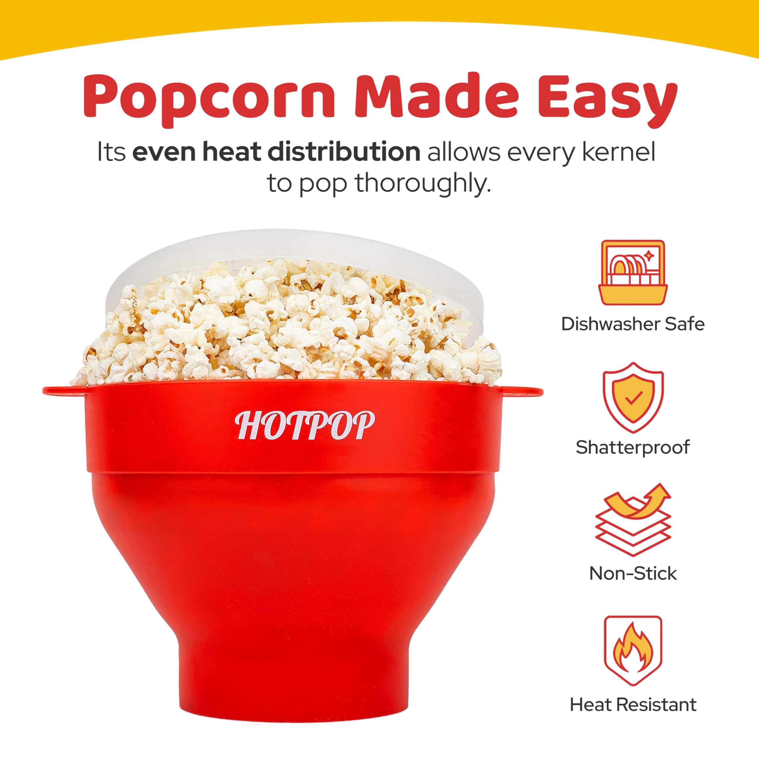 Heat-resistant silicone material ensures safe, durable popping.