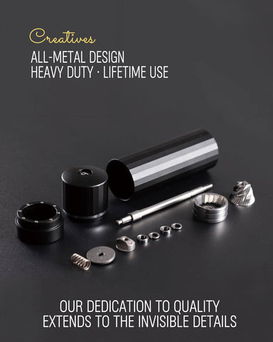 HOTQILIN grinder grind-adjustment dials allow precise coarseness for sauces and steaks.