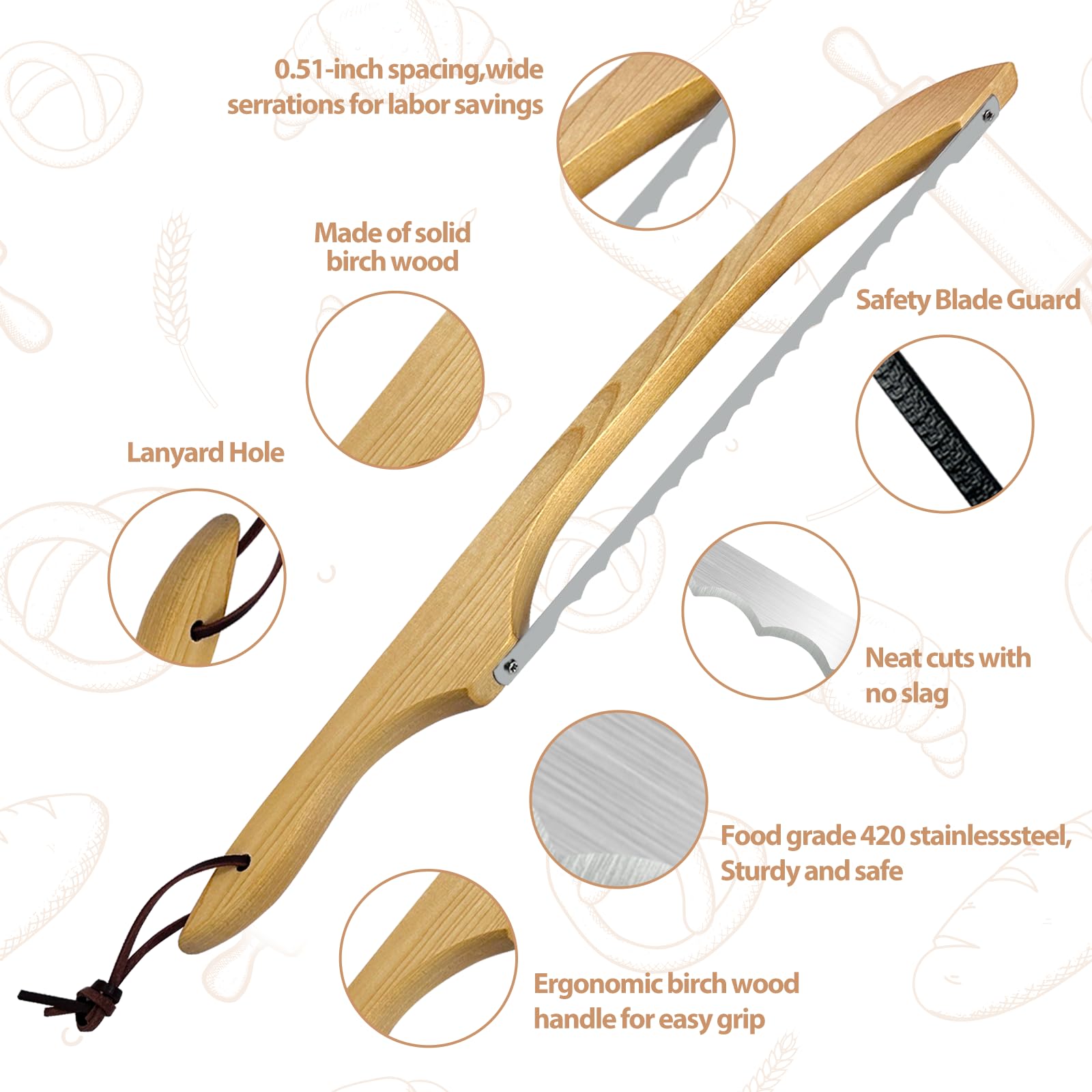 HOTTOR sourdough knife with ergonomic handle for precise bread cuts