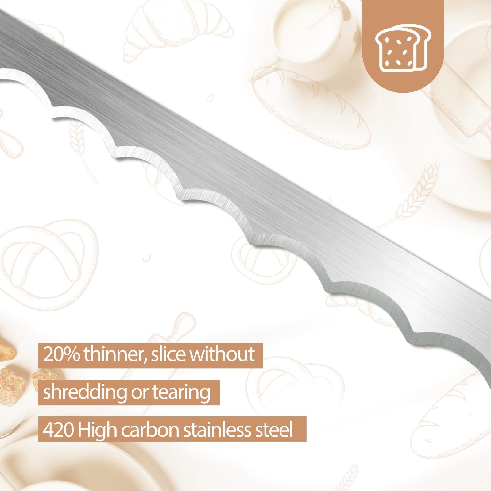 HOTTOR bread knife with stainless blade that resists rust and stays sharp