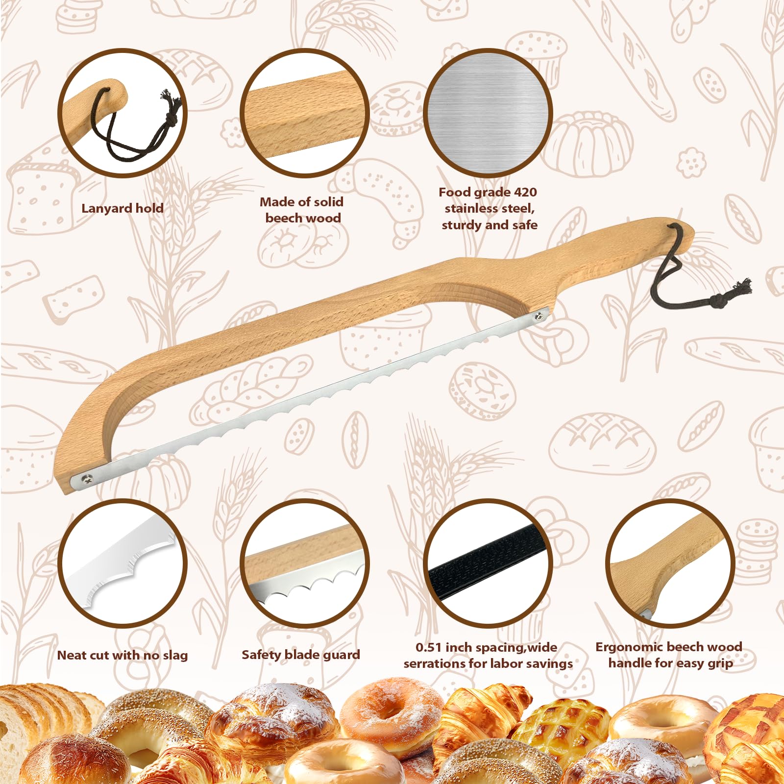 HOTTOR sourdough slicer with sharp-cut blade for clean, precise cuts.
