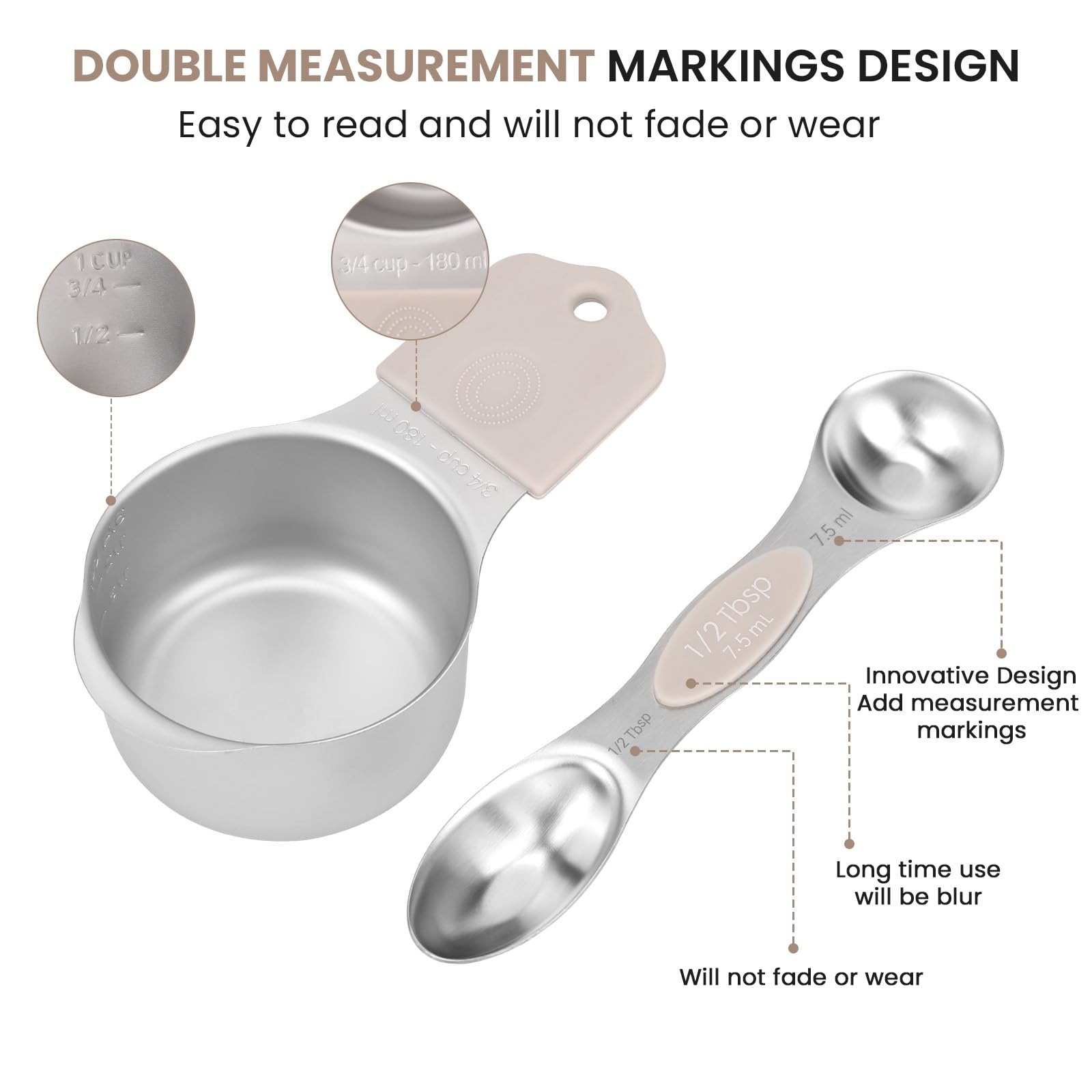 HOUJIP leveler included khaki set helps level dry ingredients accurately