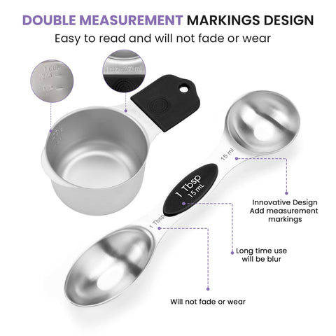 HOUJIP cups and spoons with silicone handles for a non-slip grip.
