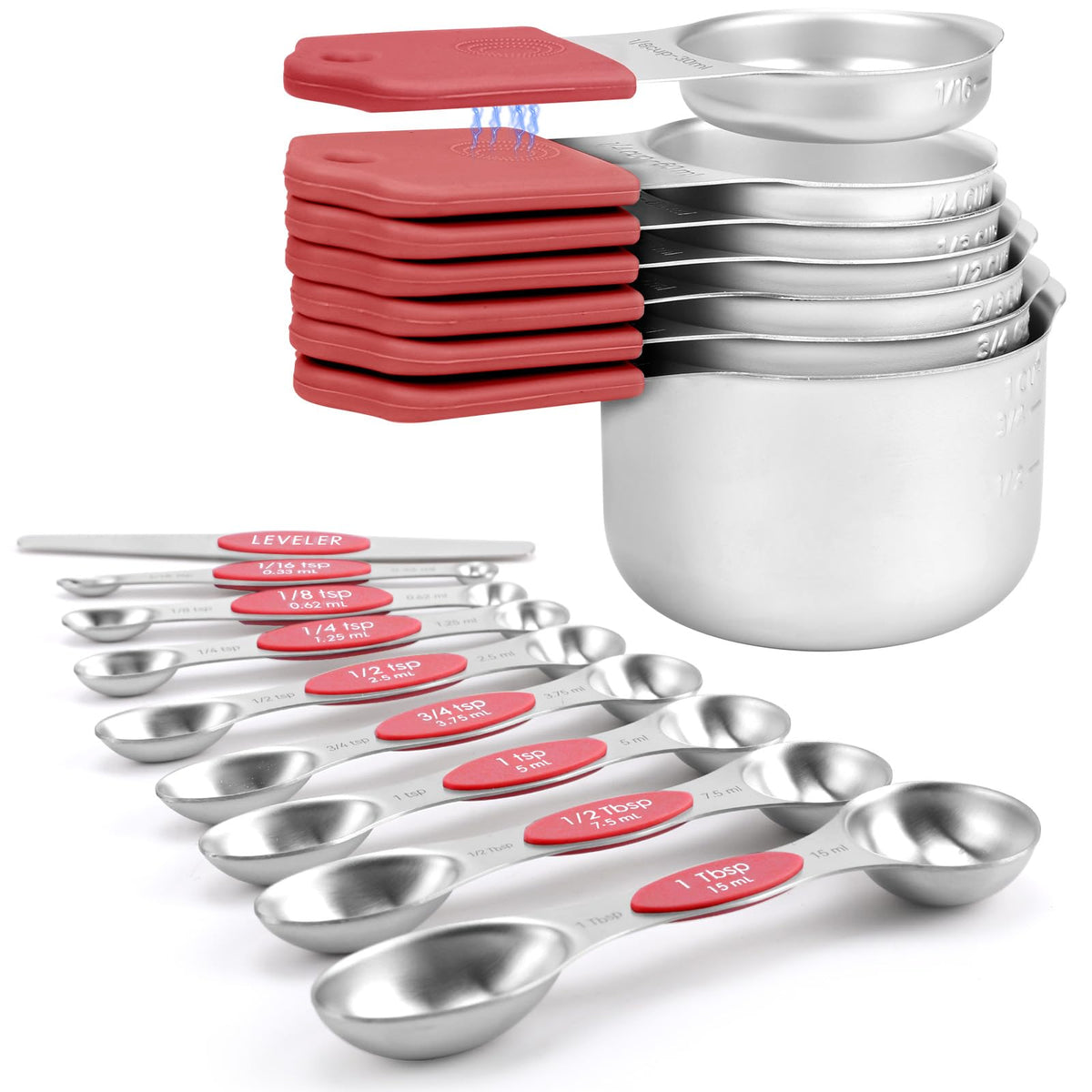 HOUJIP magnetic measuring cups stacked for space-saving storage
