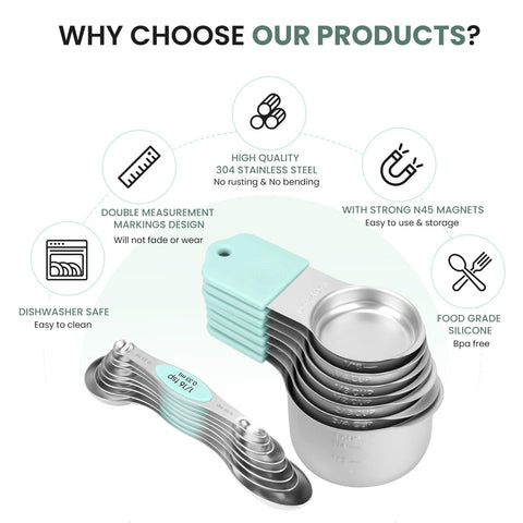 HOUJIP magnetic measuring spoons nest together for space saving.