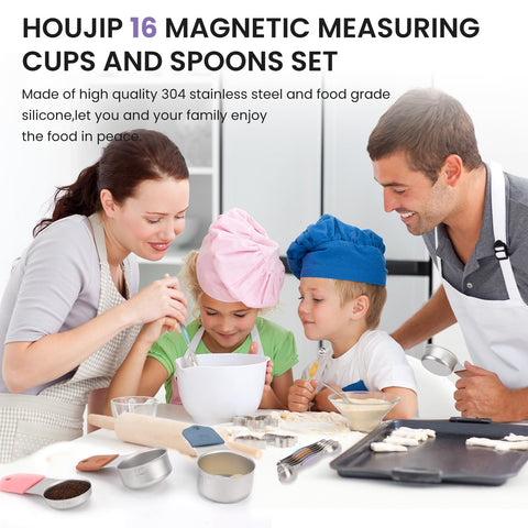 HOUJIP magnetic measuring spoons optimize storage by nesting neatly on metal surfaces.