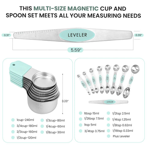 HOUJIP magnetic nesting keeps cups and spoons organized during cooking.