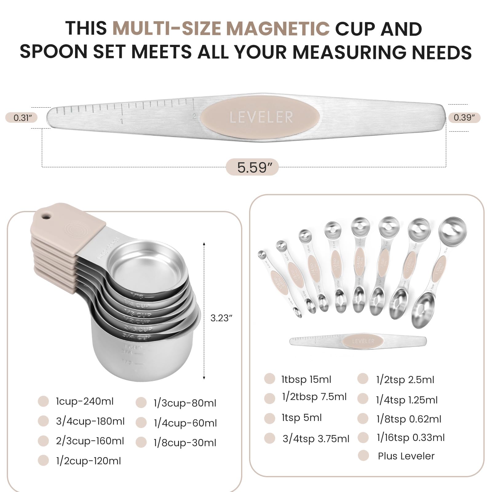 HOUJIP silicone non-slip handle khaki cups stay secure during cooking