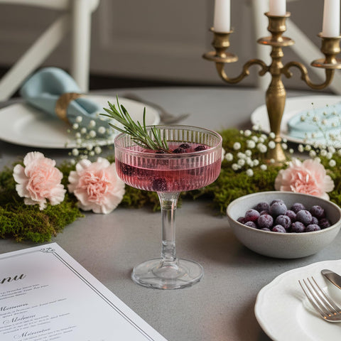 Houmury glasses ideal for toasts and desserts at celebrations.