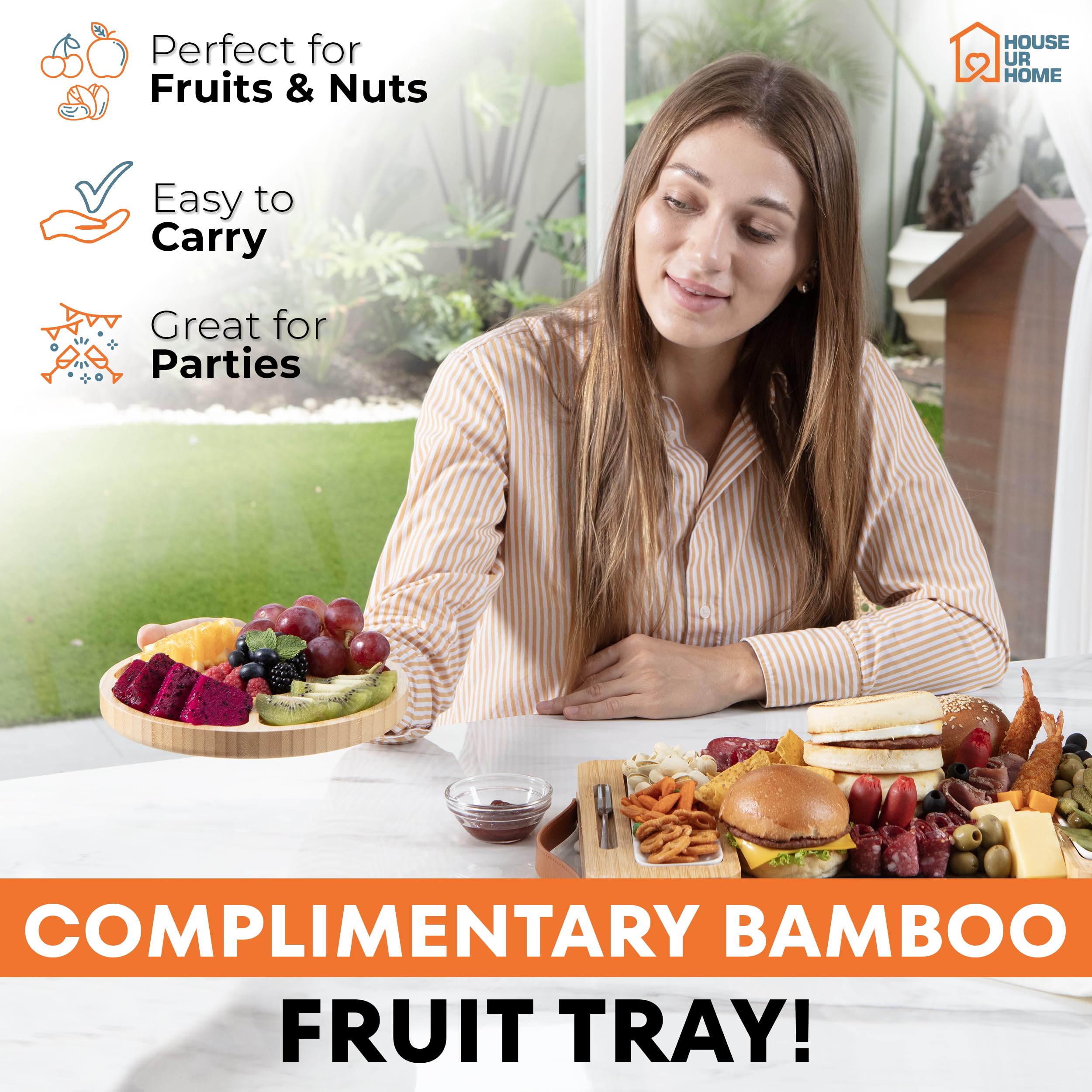 House Ur Home charcuterie board side trays and handles enable easy transport