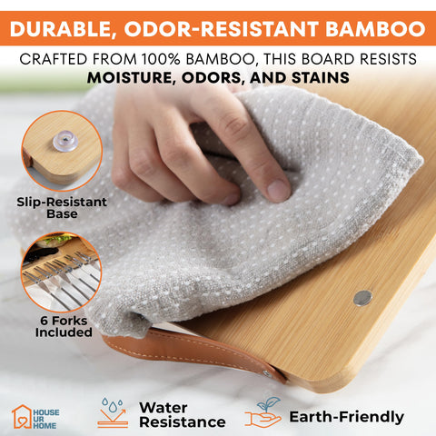 House Ur Home charcuterie board features slip resistant tabs to prevent sliding