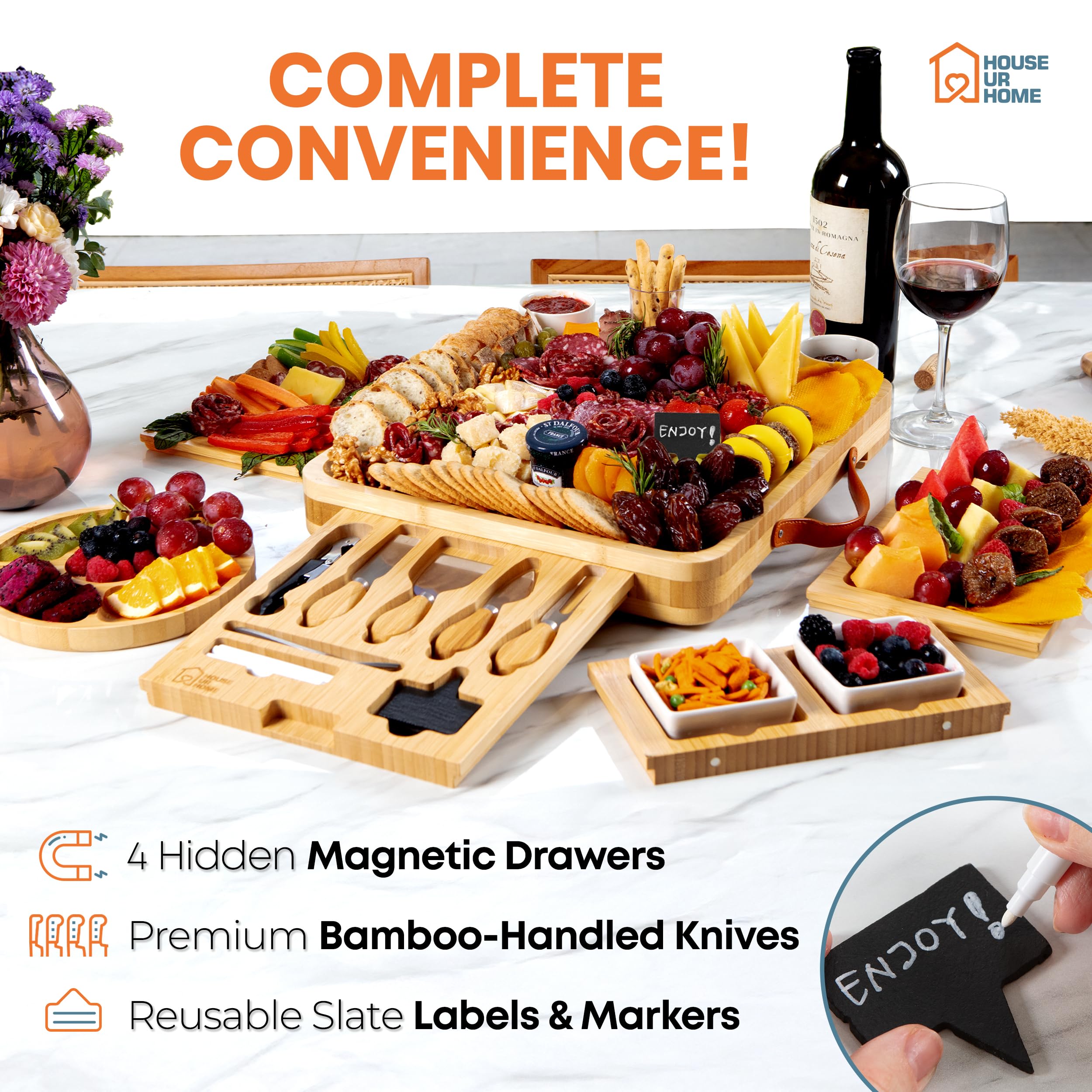 House Ur Home slate labels add reusable marking for easy cheese and dip labeling.