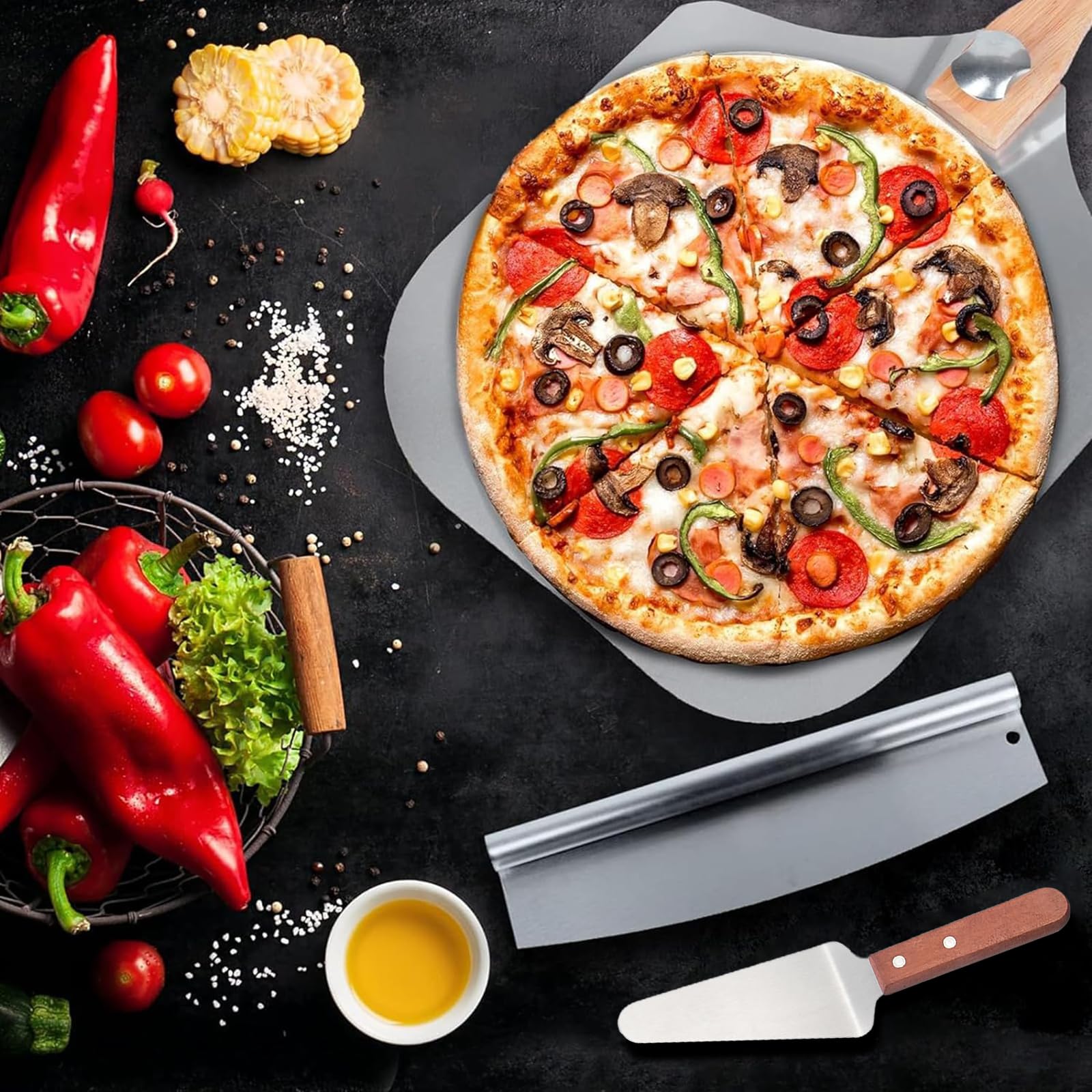 HouseAssist pizza cutter rocker blade for clean, even slices.