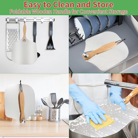 HouseAssist aluminum pizza peel compact storage with slim profile.