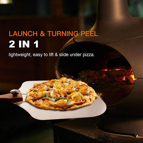 HouseAssist pizza spatula paddle with foldable handle for compact storage.