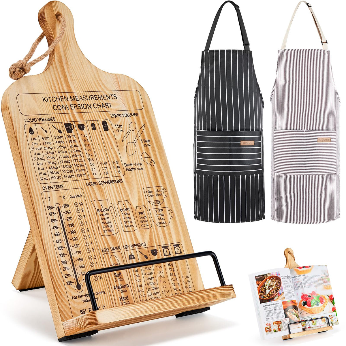 HouseJoy wooden cookbook stand with adjustable height for easy recipe viewing.