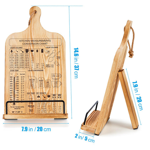 HouseJoy cookbook stand includes two aprons for cooking convenience.