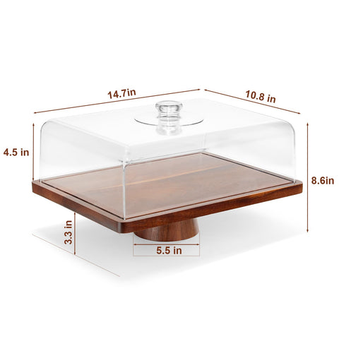 HouseJoy rectangular acrylic dome cover protects desserts while displaying them.