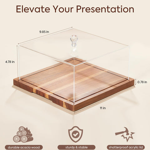 HouseJoy square cake dome lid showcasing a modern dessert presentation.