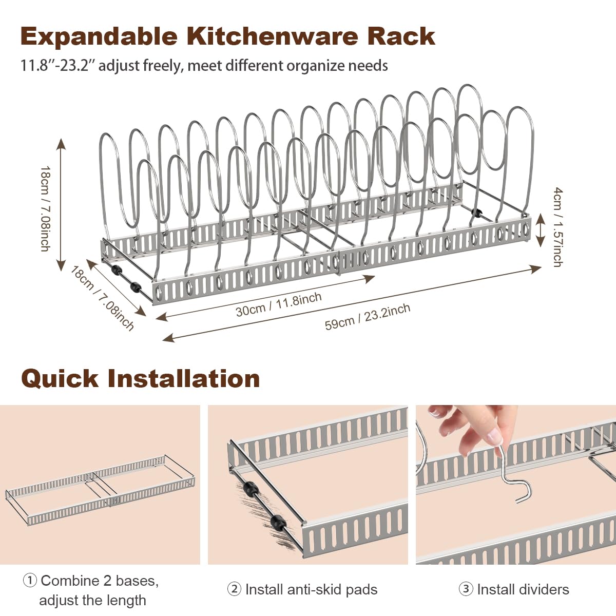 Housolution 14 adjustable dividers create flexible separation for lids and pans
