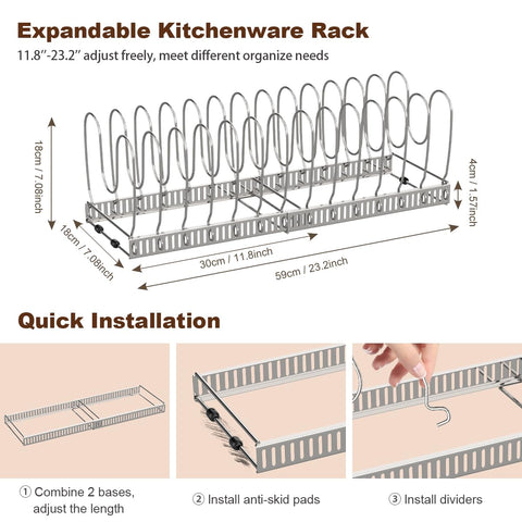 Housolution 14 adjustable dividers create flexible separation for lids and pans