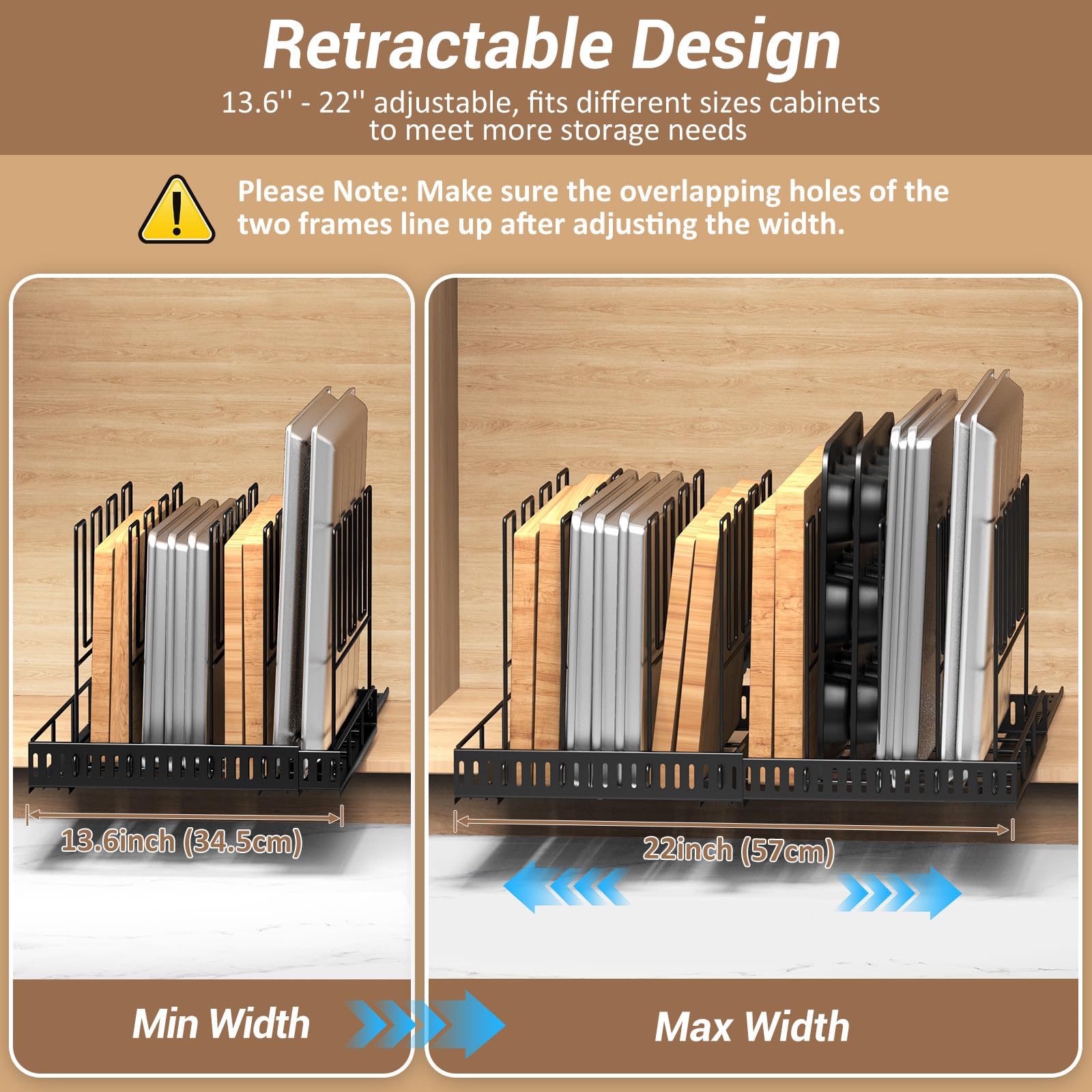 Housolution three-section slide rail provides full extension for deep bakeware.
