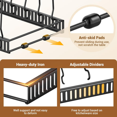 Housolution anti-slip pads protect countertops while organizing heavy bakeware securely.