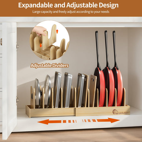 Housolution deep U shaped dividers cradle handles to prevent slips.