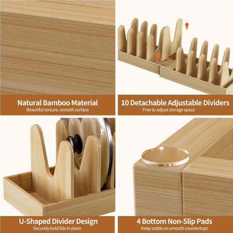 Housolution bamboo base provides sturdy support for a neat kitchen display.