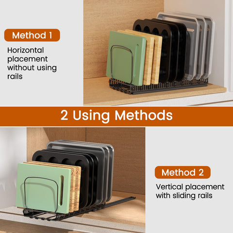 Housolution cabinet rack installation demonstrates tidy, accessible bakeware storage