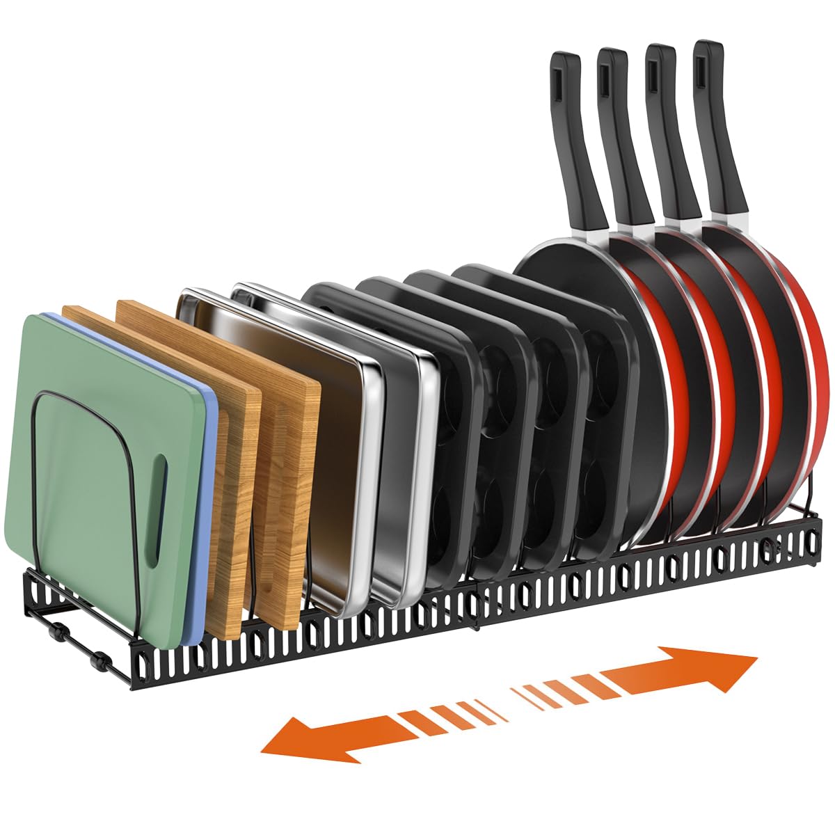 Housolution cutting-board-organizer profile keeps cookware neatly aligned.