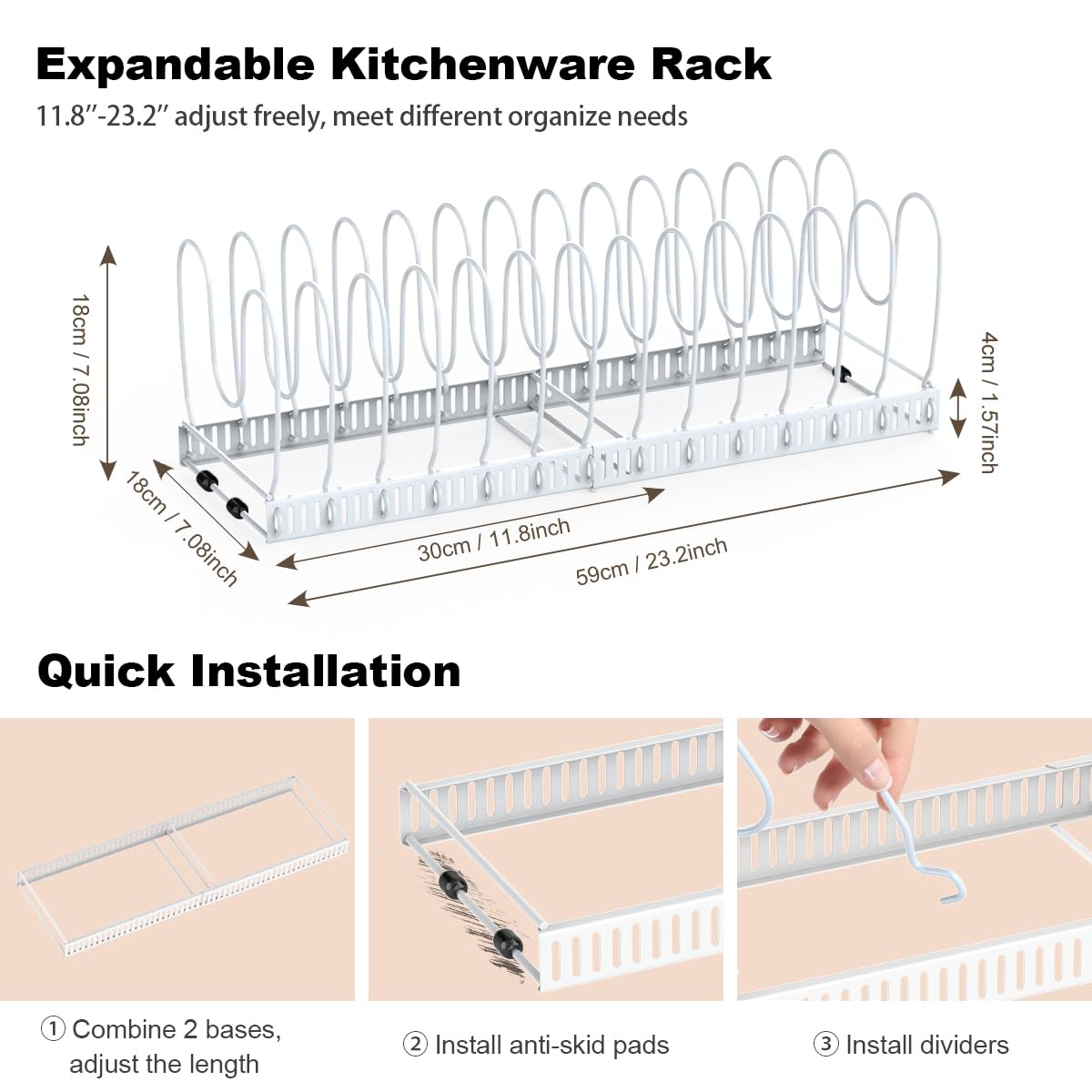 Housolution dividers securely grip round and square handles