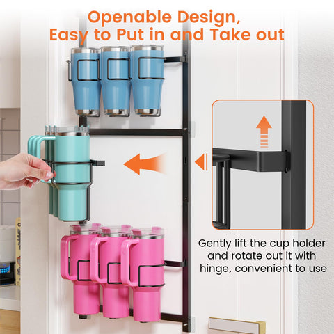 Housolution door mount cup holder demonstrates versatile mounting option