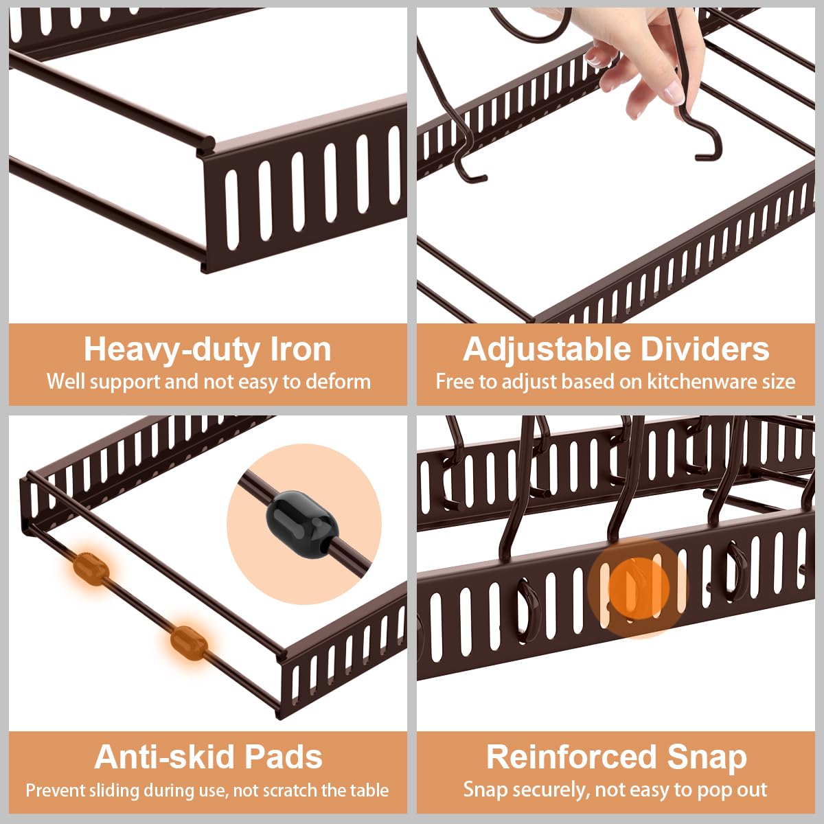 Housolution expandable storage with 14 dividers, close-up detail for customizable structuring.