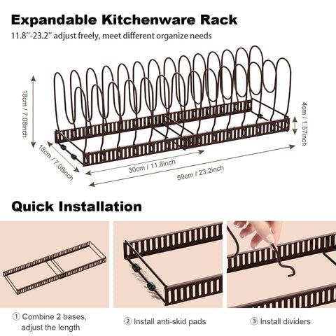 Housolution bronze finish rack stores heavy pans and bakeware efficiently.